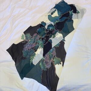Hand painted Silk Scarf in Wine Country Grapes Design Artisan Kavita